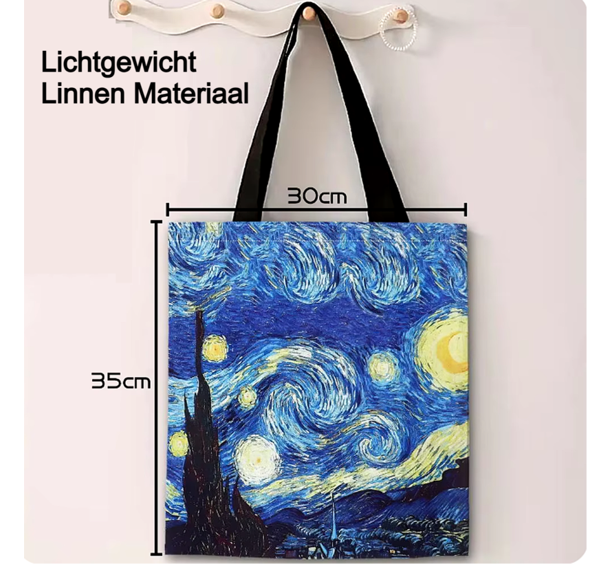 LaGloss® Schoudertas - Vincent Van Gogh's Sterrennacht Tas - Lichtgewicht Linnen Handtas