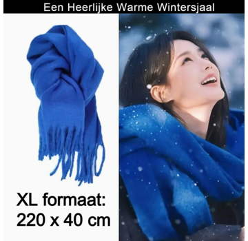 LaGloss Effen Winter Sjaal Kobalt Blauw - 220 x 40 cm