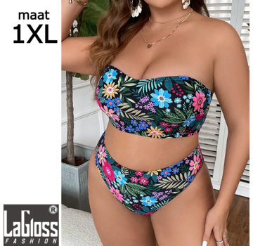 LaGloss Bikini Set Bloemen Plus Size 1XL