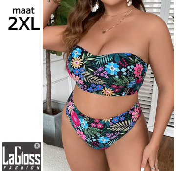 LaGloss Bikini Set Bloemen Plus Size 2XL