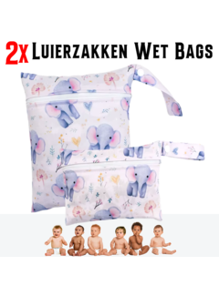 Allernieuwste.nl 2 Stuks Waterdichte Luiertas WetBags Olifant