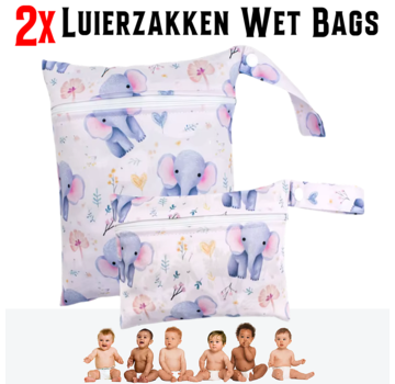 Allernieuwste.nl 2 Stuks Waterdichte Luiertas WetBags Olifant