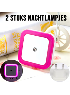Allernieuwste.nl® 2 Stuks Draadloze Sensor Led Nachtlampjes Bewegingssensor Vierkant Rose