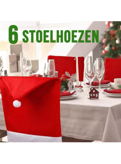 Allernieuwste.nl 6 stuks Kerst Stoelhoezen - Rood/Wit