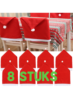 Allernieuwste.nl 8 stuks Kerst Stoelhoezen - Rood/Wit