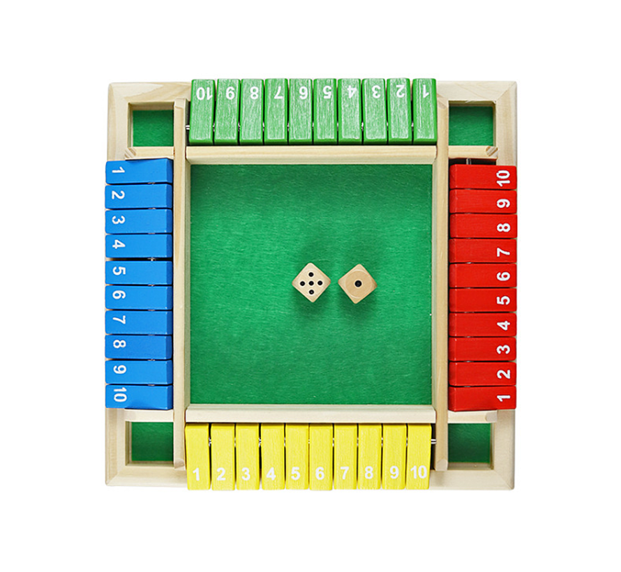 Allernieuwste.nl® Shut the box - Kleurige Houten Bordspel - Dobbelspel - 1 - 4 spelers - Drankspel - Denkspel - Gezelschapsspel voor volwassenen en kinderen - Spel voor op Reis - Houten spel - Kinder spel - Dobbelstenen - Reisspel - Samen spelen