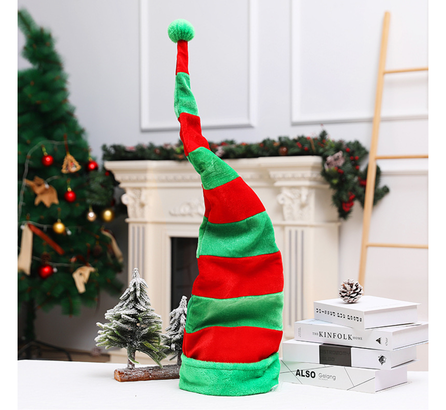 Luxe Rood Groene Kerstmuts 93 cm Lang - Fluweelzachte en Opvallende Kerstmuts Roodgroen