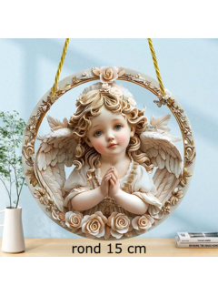 Allernieuwste.nl Raamhanger Lief Engeltje - Rond Acryl met Ophangtouw - Engel - 15 cm