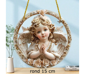 Allernieuwste.nl Raamhanger Lief Engeltje - Rond Acryl met Ophangtouw - Engel - 15 cm
