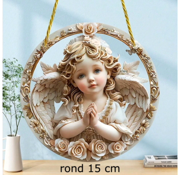 Allernieuwste.nl Raamhanger Lief Engeltje - Rond Acryl met Ophangtouw - Engel - 15 cm