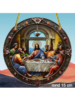 Allernieuwste.nl Raamhanger Jezus Avondmaal - Rond Acryl Zonnevanger met Ophangtouw - 15 cm