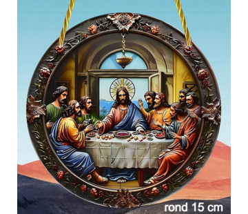 Allernieuwste.nl Raamhanger Jezus Avondmaal - Rond Acryl Zonnevanger met Ophangtouw - 15 cm