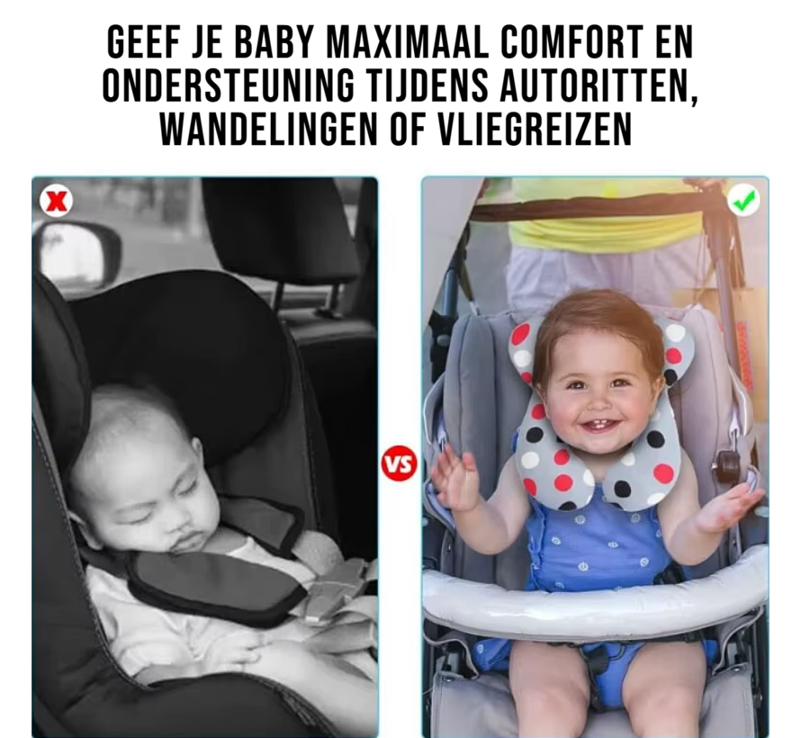 Baby Steun Kussen - Neksteun voor Baby's - Steunkussen voor Reiswieg - Steunkussen - Autostoel Slaapkussen - Grijze sterren