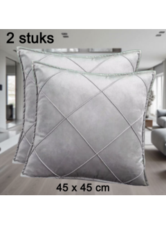 Allernieuwste.nl Set van 2 Kussenhoezen Zilver Grijs - 45x45 cm