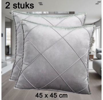 Allernieuwste.nl Set van 2 Kussenhoezen Zilver Grijs - 45x45 cm