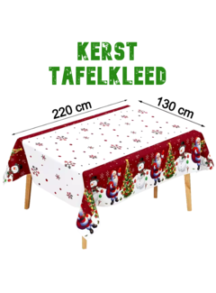 Allernieuwste.nl® Kerst Tafelkleed Kerstman Sneeuwpop Tafellaken Polyester- 220x130cm