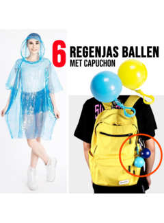 Allernieuwste.nl® 6 Stuks Regenjas Ballen met Capuchon – Transparante Poncho