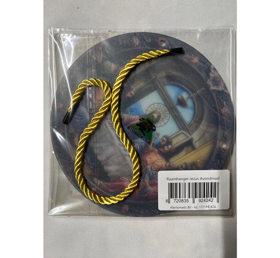 Allernieuwste.nl® Raamhanger Jezus Avondmaal - Rond Acryl Zonnevanger met Ophangtouw - 15 cm