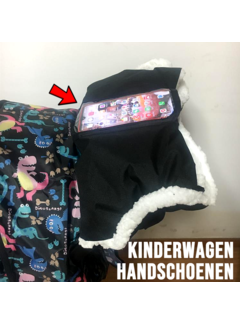 LaGloss Kinderwagen Handschoenen Zwart - Incl. Transparante Telefoonhouder