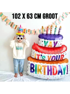 Allernieuwste.nl® XXL 3D Opblaasbare Verjaardag Taart Ballon - Kleur 102 x 63 cm **