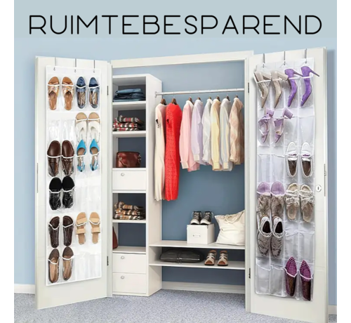 Allernieuwste.nl® 24-Vaks Deur Organizer Opbergruimte voor Schoenen, Laarzen, Spullen Opberger - Wit 150 x 56 cm %%