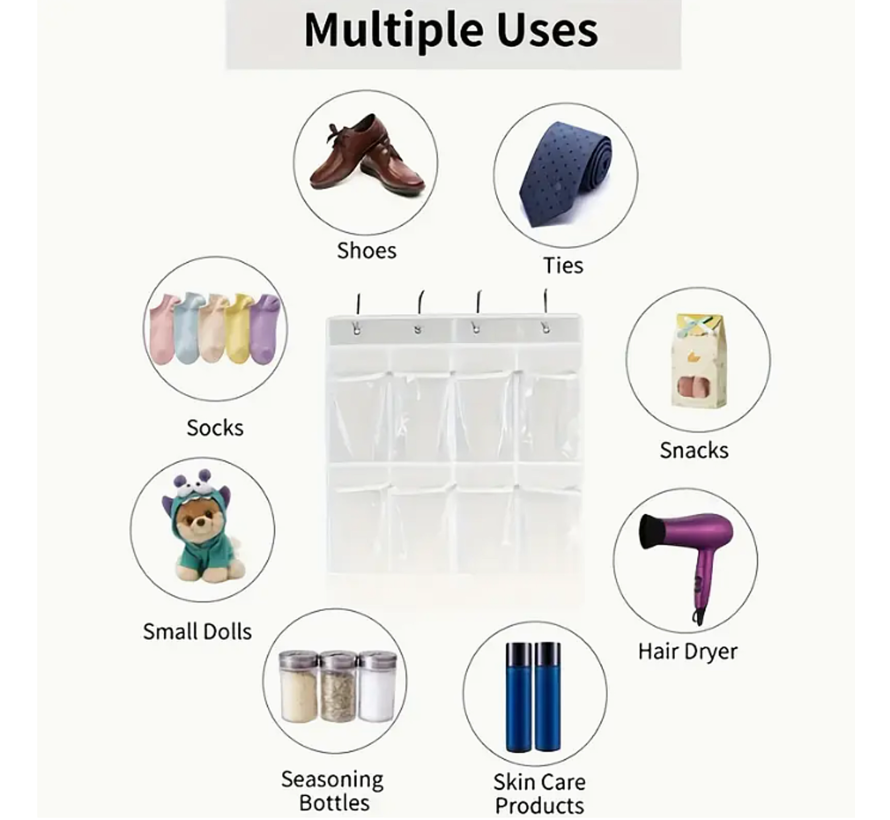 24-Vaks Deur Organizer Opbergruimte voor Schoenen, Laarzen, Spullen Opberger - Wit 150 x 56 cm %%