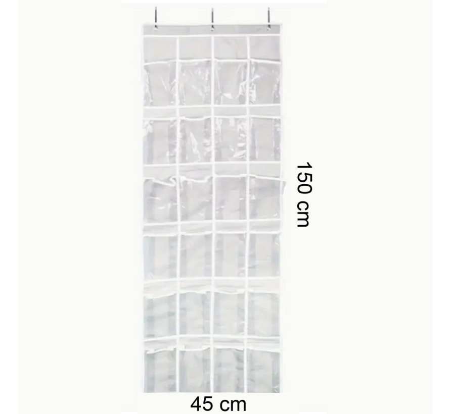 24-Vaks Deur Organizer Opbergruimte voor Schoenen, Laarzen, Spullen Opberger - Wit 150 x 56 cm %%