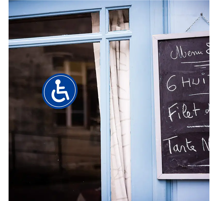 12 STUKS Stickers Rolstoel Toegankelijk Deursticker Invalide Minder Valide Gehandicapten Toilet Rolstoel Sticker - Autocollant de Rouleau de Bois