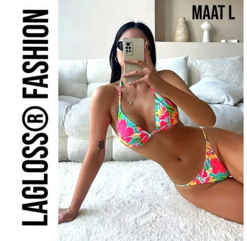 LaGloss Bikini Bloemenprint V-string - Maat L