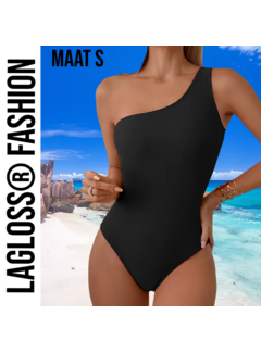 LaGloss Badpak Asymmetrisch Effen Zwart - Maat S