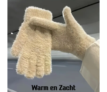 LaGloss Luxe Pluche Handschoenen Beige - Elegant & Rekbaar Elastaan