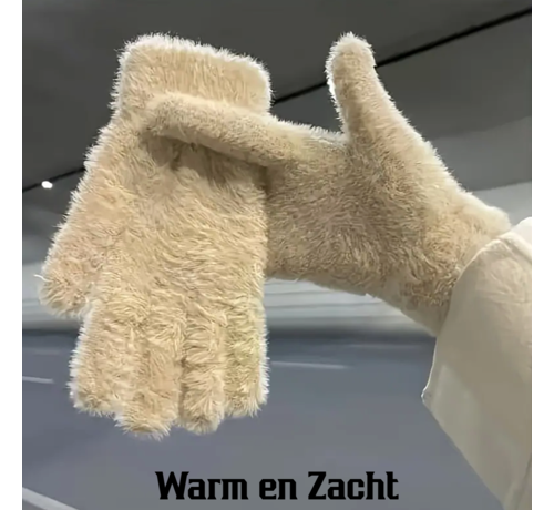 LaGloss LaGloss® Luxe Pluche Handschoenen Beige - Warme Winterhandschoenen - Elegant & Rekbaar Elastaan %%