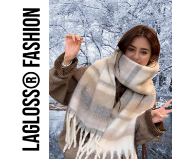 LaGloss Gebreide Dames Sjaal met Kwastjes - Winter Sjaal - 220 x 30 cm