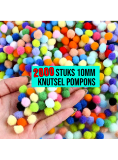 Allernieuwste.nl® 2000 STUKS Mini Pompons 10mm - Assorti Knutsel Pompons - DIY