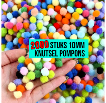 Allernieuwste.nl® 2000 STUKS Mini Pompons 10mm - Assorti Knutsel Pompons - DIY