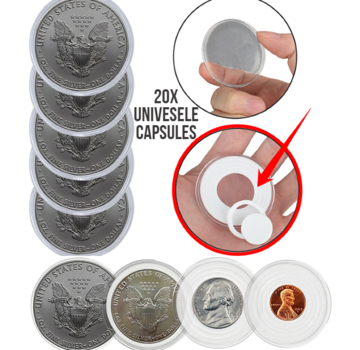 Allernieuwste.nl® 20 stuks Transparante Universele MUNTcapsules - Ø 46mm tot Ø 19mm met Zachte BINNENRING