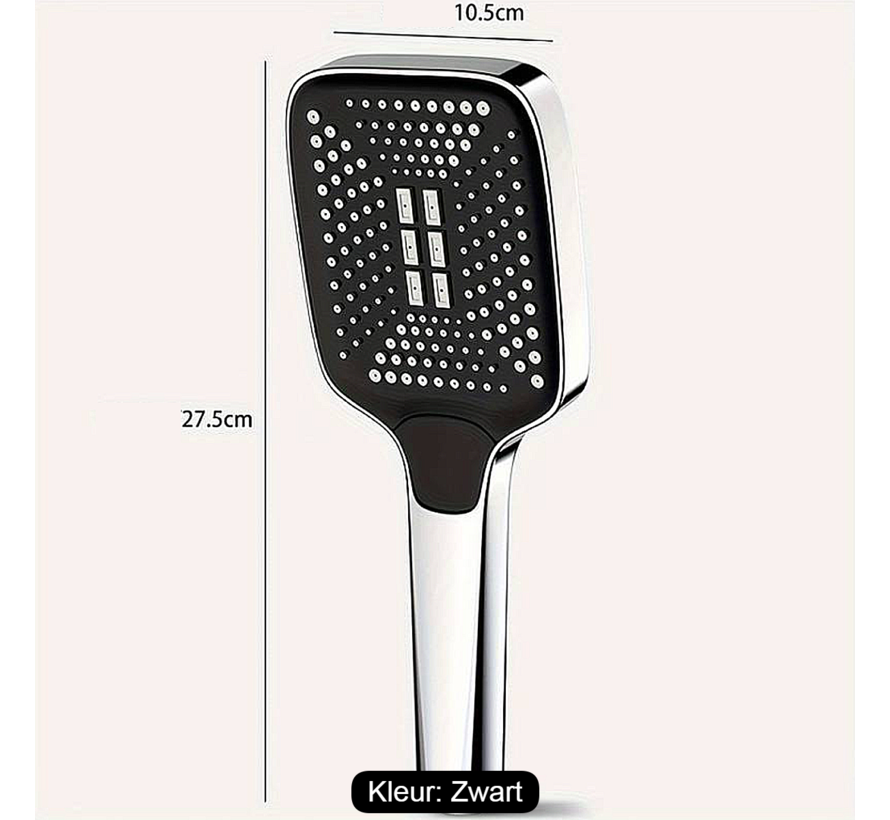 Allernieuwste.nl® Luxe Douchekop Regendouche 3 Sproeistanden en 166 Sproeiers Spa Wellness Handdouche Zwart %%