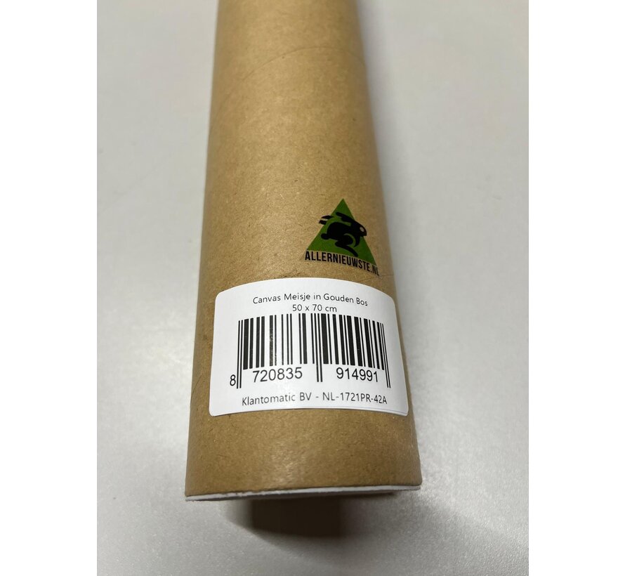 Allernieuwste.nl® Canvas Schilderij Meisje in Gouden Bos - Kunst Poster - Modern Abstract - Kleur - 50 x 70 cm