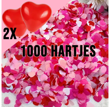 Allernieuwste.nl® Hartvormige Confetti + 2 Rode Hartjes Ballonnen **