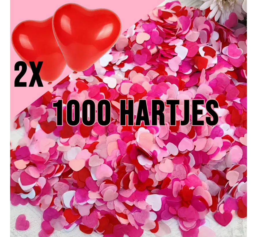 Hartvormige Confetti + 2 Rode Hartjes Ballonnen - Perfect voor Valentijnsdag, Huwelijken, Jubilea en Feestdecoratie
