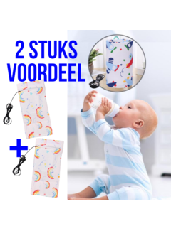 Allernieuwste.nl® 2 STUKS USB Baby Fles Warmer model Zon en Wolken - Heater - Reisaccessoire - Draagbaar - Klittenband - Kleur