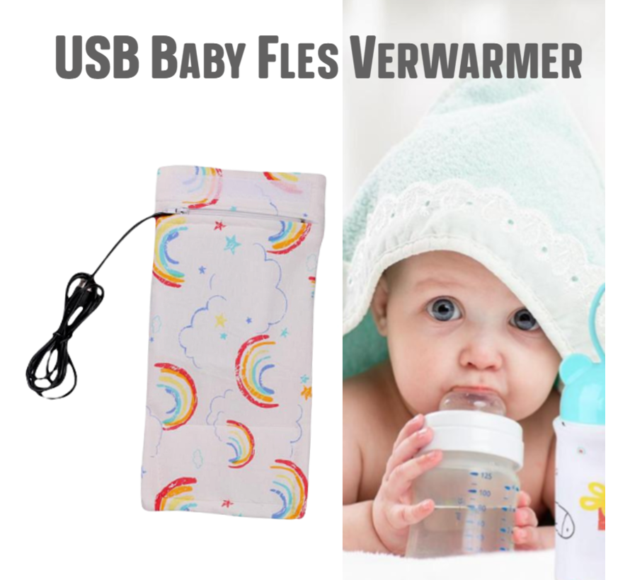 Allernieuwste 2 STUKS USB Baby Fles Warmer model Zon en Wolken - Heater - Reisaccessoire - Draagbaar - Klittenband - Kleur
