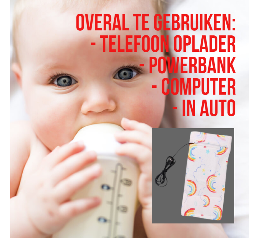 Allernieuwste 2 STUKS USB Baby Fles Warmer model Zon en Wolken - Heater - Reisaccessoire - Draagbaar - Klittenband - Kleur