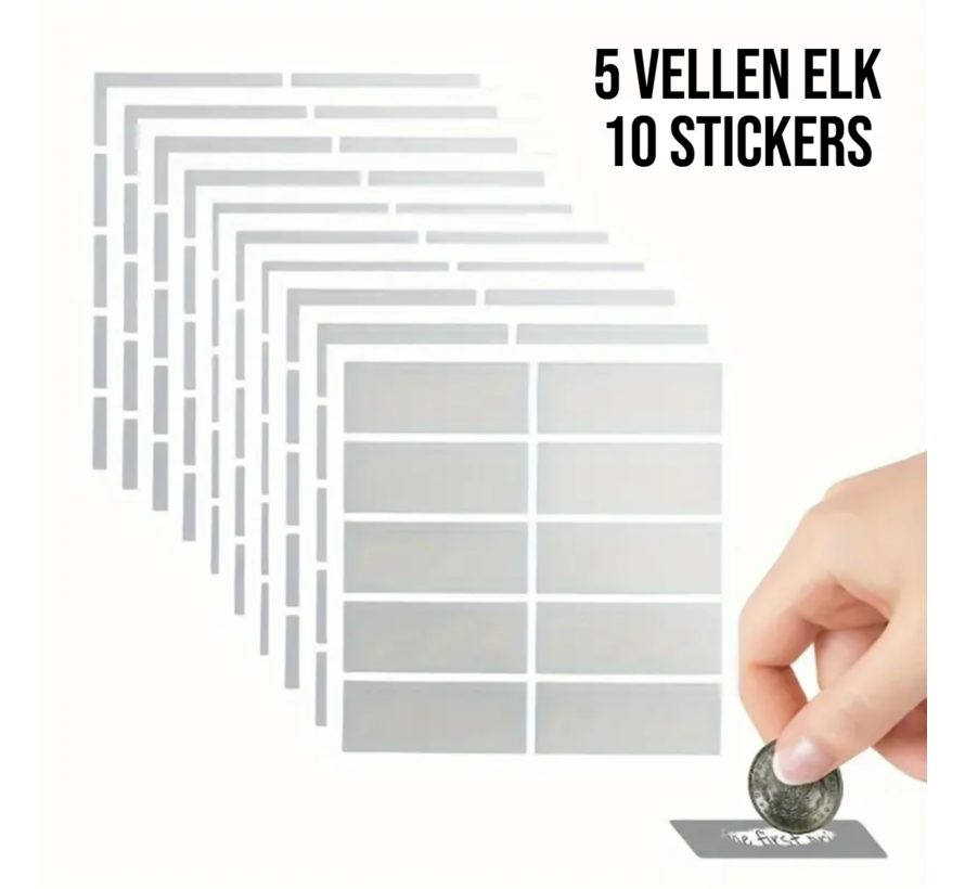 50 Stuks Zilveren Krasstickers – Zelf Krasplaatjes Maken - DIY - 2.5x6.5 cm