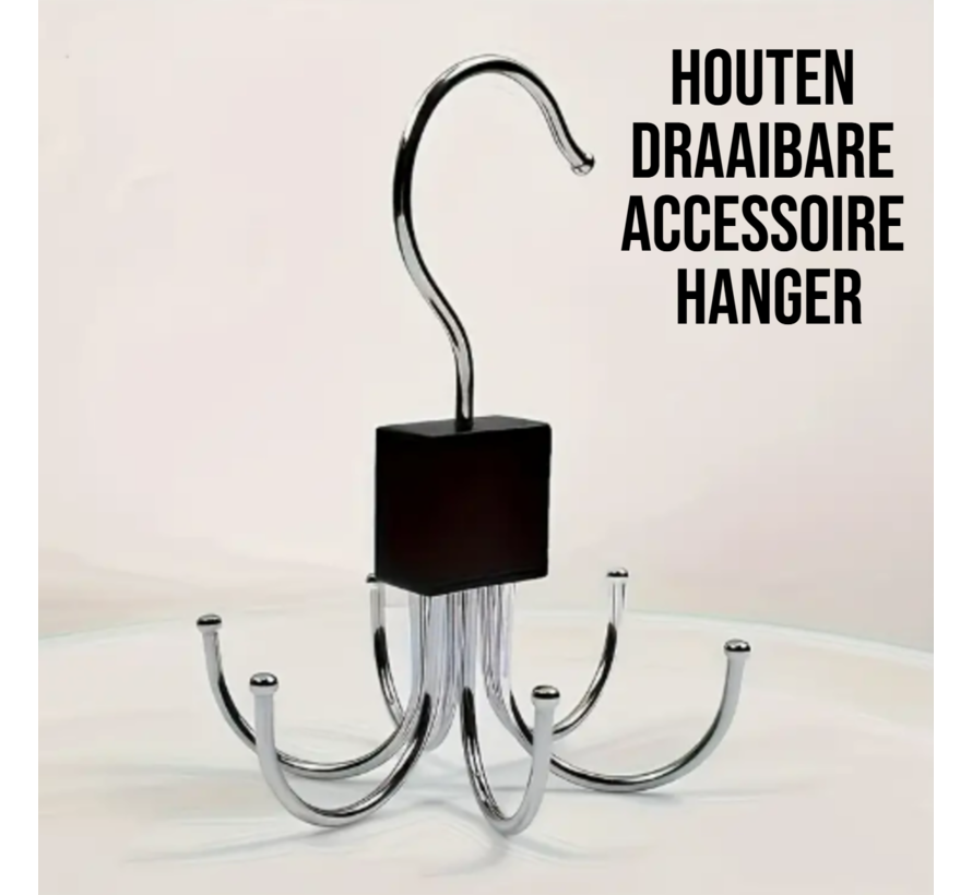 Multifunctionele Draaibare Accessoire Hanger ZWART – 6 Haaks Organizer Tassen & Riemen - 10x14cm