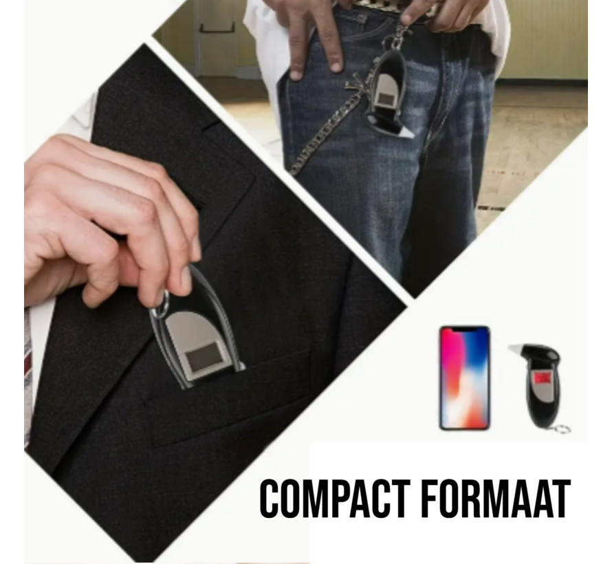 Digitale Draagbare Alcoholtester - Sleutelhanger Blaastest Snel & Nauwkeurig - 11.8 x 7 cm