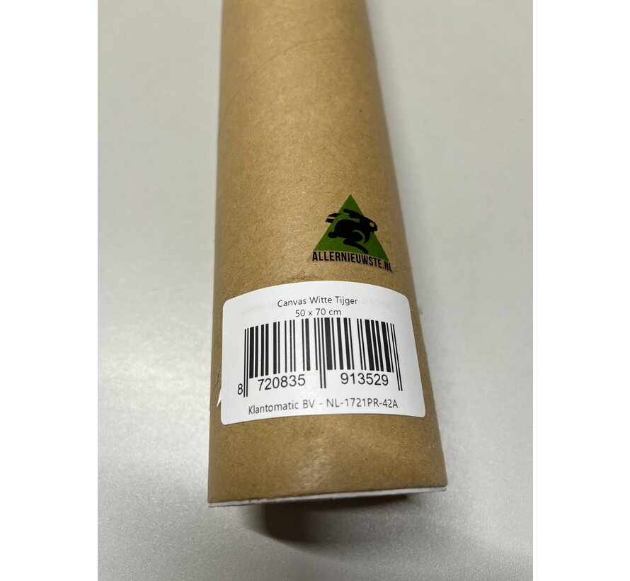 Allernieuwste.nl® Canvas Schilderij * Witte Tijger * - Moderne Kunst aan je Muur - Kleur - 50 x 70 cm