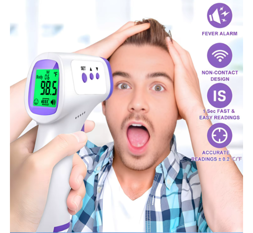 Digitale Infrarood Voorhoofdthermometer – Celsius & Fahrenheit - Snelle en Nauwkeurige Meting Baby & kind