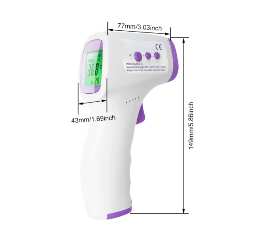 Digitale Infrarood Voorhoofdthermometer – Celsius & Fahrenheit - Snelle en Nauwkeurige Meting Baby & kind