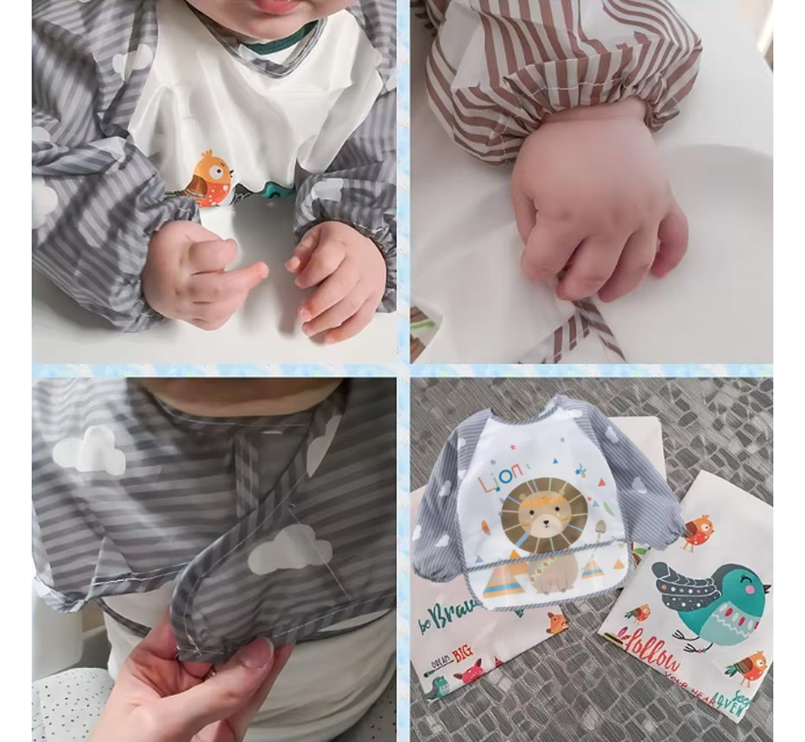 2 Stuks Baby Slabbers Met Lange Mouwen Waterdicht Slab Kliederschort Verf Schort Slabbertje ##